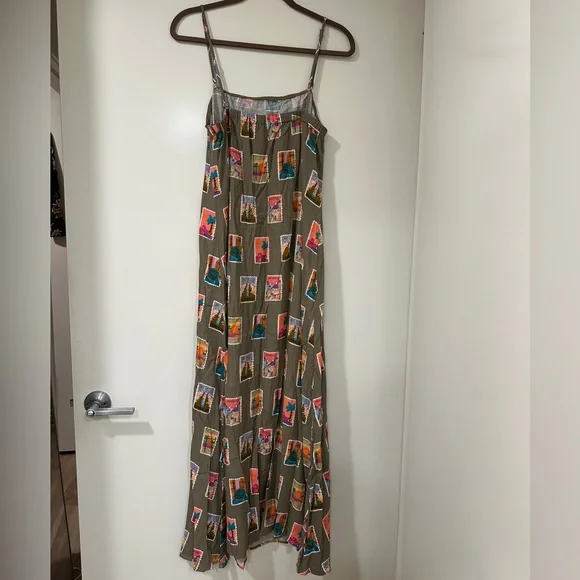 🎨Petal & Pup Postcard/Stamp Printed Maxi Dress - Picture 5 of 10